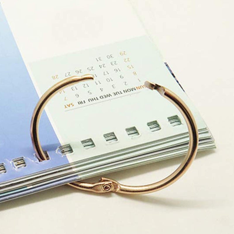 XMHF 50pcs 1-inch Book Rings, Metal Loose Leaf Binder Ring Clips for Notebook Diary Photo Album DIY Planner Golden - Image 3